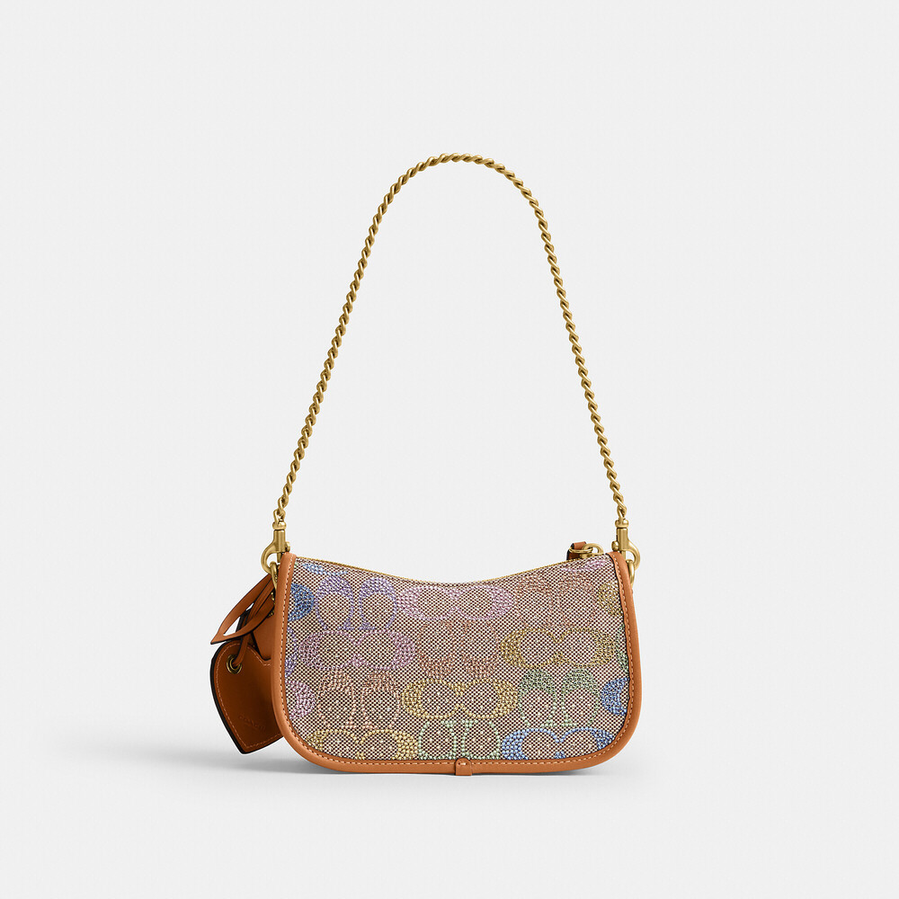 Coach Swinger Bag 20 With Chain In Crystal Signature Jacquard